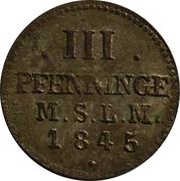 3 Pfenninge - Frederick Francis II, Germany, 1842-1846 reverse image