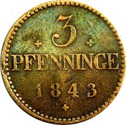 3 Pfenninge - Frederick Francis II, Germany, 1843-1848 reverse image