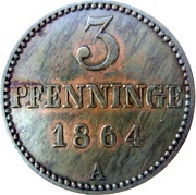 3 Pfennige - Frederick Francis II, Germany, 1852-1864 reverse image