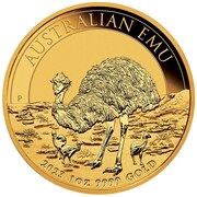 100 Dollars In the name of Elizabeth II; 6th Portrait - Emu - Gold Bullion, Australia, 2023 reverse image