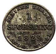1 Sechsling - Frederick Francis I, Germany, 1828-1829 reverse image
