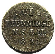 6 Pfennig - Frederick Francis I, Germany, 1830-1836 reverse image
