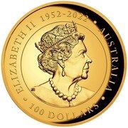 100 Dollars In the name of Elizabeth II; 6th Portrait - Kangaroo - Gold Proof obverse image