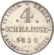 4 Schilling - Paul Frederick, Germany, 1838-1839 reverse image