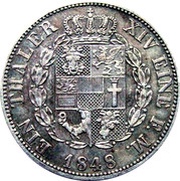 1 Thaler - Frederick Francis II, Germany, 1848 reverse image