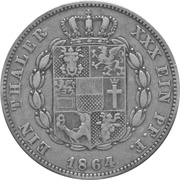 1 Thaler - Frederick Francis II, Germany, 1864 reverse image