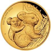 100 Dollars In the name of Elizabeth II; 6th Portrait - Koala - Gold Bullion, Australia, 2023 reverse image
