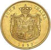 5 Thalers - Frederick Francis I, Germany, 1828-1835 reverse image