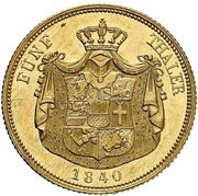5 Thalers - Paul Frederick, Germany, 1840 reverse image