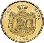 10 Thalers - Paul Frederick, Germany, 1839 reverse image