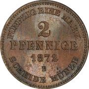2 Pfennige - Frederick Francis II, Germany, 1872 reverse image