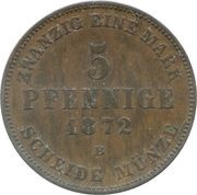 5 Pfennige - Frederick Francis II, Germany, 1872 reverse image