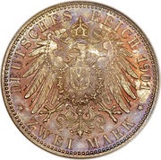 2 Marks - Frederick Francis IV, Germany, 1901 reverse image