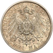 2 Marks - Frederick Francis IV Wedding, Germany, 1904 reverse image