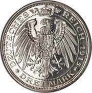 3 Mark - Frederick Francis IV, Germany, 1915 reverse image