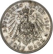 5 Mark - Frederick Francis IV Pattern, Germany, 1915 reverse image