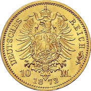 10 Mark - Frederick Francis II, Germany, 1872 reverse image