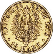 10 Mark - Frederick Francis II, Germany, 1878 reverse image