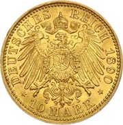 10 Mark - Frederick Francis III, Germany, 1890 reverse image