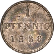 1 Pfennig - George, Germany, 1838 reverse image
