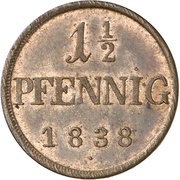 1½ Pfennig - George, Germany, 1838 reverse image
