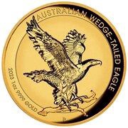 100 Dollars In the name of Elizabeth II; 6th Portrait - Australian Wedge-Tailed Eagle - Gold Bullion, Australia, 2023 reverse image