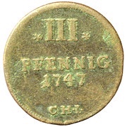 3 Pfennig - Adolphus Frederick II, Germany, 1747 reverse image