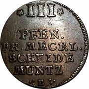 3 Pfennig - Adolph Frederick IV, Germany, 1753-1755 reverse image
