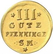 3 Gute Pfenninge - Adolphus Frederick IV Gold pattern strike, Germany, 1793 reverse image