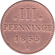 3 Pfenninge - George, Germany, 1855-1859 reverse image