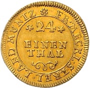 1⁄24 Thaler - Adolphus Frederick III Gold pattern strike, Germany, 1747 reverse image