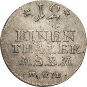 1⁄12 Thaler - Adolphus Frederick IV, Germany, 1752-1759 reverse image