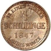4 Schillinge - George Copper pattern strike, Germany, 1846-1849 reverse image
