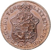 ⅙ Thaler - Adolphus Frederick IV Copper pattern strike, Germany, 1768 reverse image