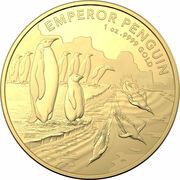 100 Dollars In the name of Elizabeth II; 6th Portrait - Emperor Penguin; Gold Bullion, Australia, 2023 reverse image