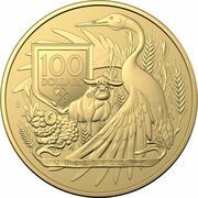 100 Dollars In the name of Elizabeth II; 6th Portrait - Coat of Arms - Queensland; Gold Bullion, Australia, 2023 reverse image