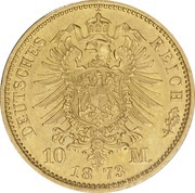 10 Mark - Frederick William, Germany, 1873 reverse image