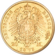 20 Mark - Frederick William, Germany, 1873 reverse image