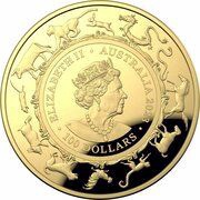 100 Dollars - Elizabeth II Posthumous; 6th Portrait - Year of the Rabbit; Domed - Gold Proof obverse image