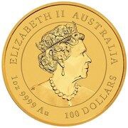 100 Dollars - Elizabeth II Posthumous; 6th Portrait - Year of the Rabbit - Gold Bullion obverse image