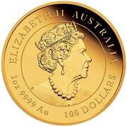 100 Dollars - Elizabeth II Posthumous; 6th Portrait - Year of the Rabbit - Coloured obverse image