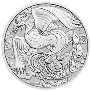 100 Dollars In the name of Elizabeth II; 6th Portrait - Phoenix - Platinum Proof, Australia, 2023 reverse image