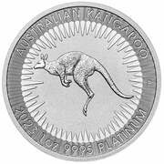 100 Dollars In the name of Elizabeth II; 6th Portrait - Kangaroo - Platinum Bullion, Australia, 2023 reverse image