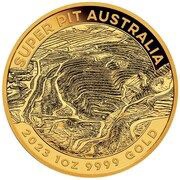 100 Dollars In the name of Elizabeth II; 6th Portrait - Super Pit - Gold Bullion, Australia, 2023 reverse image