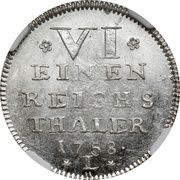 ⅙ Thaler - Maximilian Joseph Ernest, Germany, 1758 reverse image