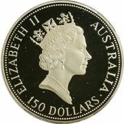 150 Dollars - Elizabeth II 4th Portrait - Kookaburra - Silver Bullion Coin obverse image