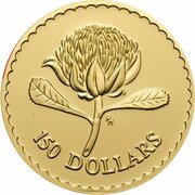 150 Dollars - Elizabeth II 3rd Portrait - Waratah - Gold Proof, Australia, 1995 reverse image