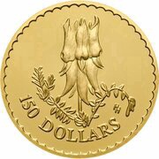 150 Dollars - Elizabeth II 4th Portrait - Desert Pea - Gold Proof, Australia, 1998 reverse image