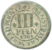 3 Pfennige - Frederick Christian, Germany, 1701-1703 reverse image