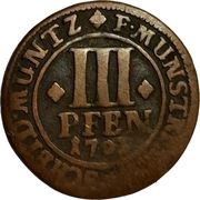 3 Pfennig - Frederick Christian of Plettenberg, Germany, 1703 reverse image